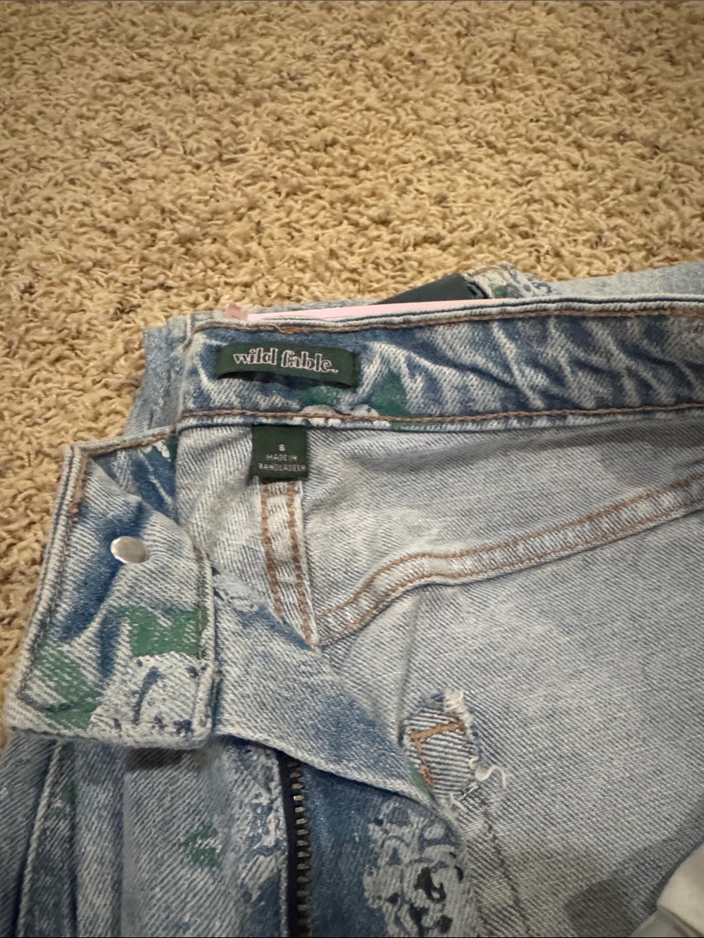 wild fable Light Blue Denim High-Rise Jeans with Green Floral Print - Picture 2 of 5